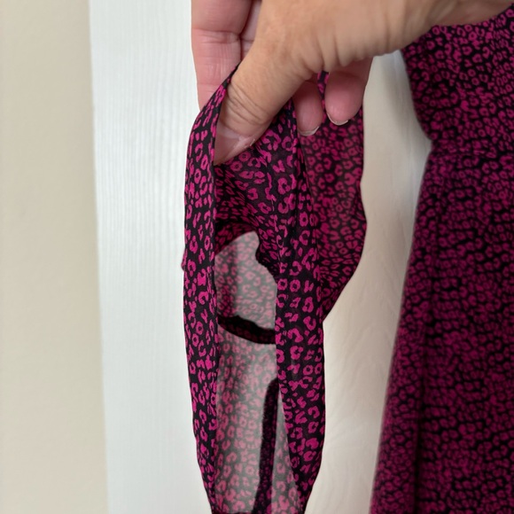 WAYF Dress Maddie Ruffled Wrap Dress, Pink/Black Size L - Picture 12 of 15